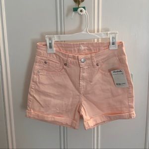 Girls roll cuff pink shorts